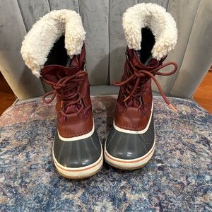 Sorel Red and Black Winter Boots